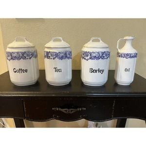 Vintage antique porcelain ceramic 4 canister set VICTORIA CZECHOSLOVAKIA